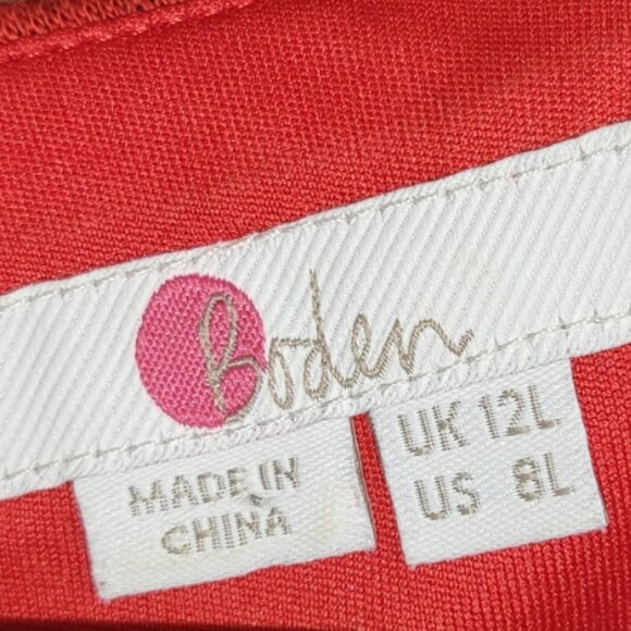 Boden Newlyn Jersey Jacquard Dress Cotton Blend Red & Navy Sz 8L - Picture 9 of 16